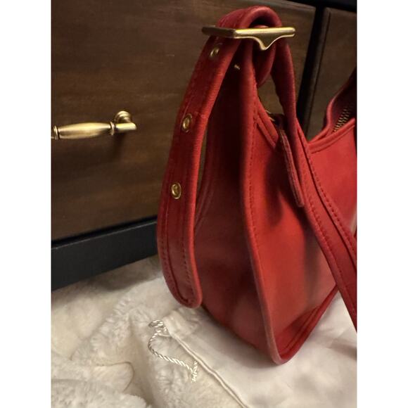 Coach Gorgeous RED Crescent Vintage Janice glove tanned leather 90s USA - Picture 9 of 10